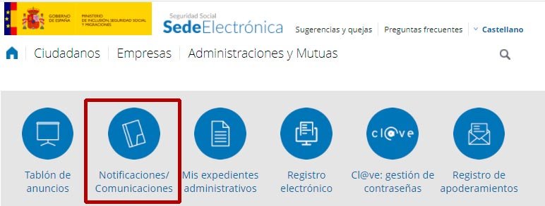 Paso 1 consulta notificaciones telematicas Seguridad Social